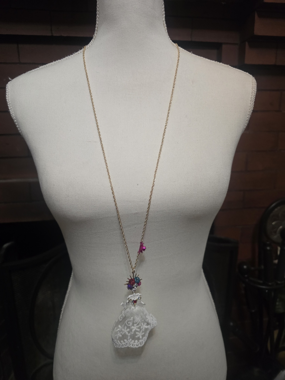 Betsey Johnson White Skelelton Bride Long Necklace